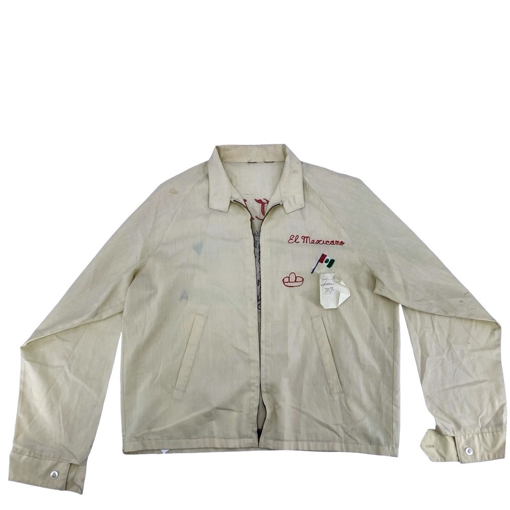 customized Men's Jacket Soul Brothers Vintage Cream Cotton Large